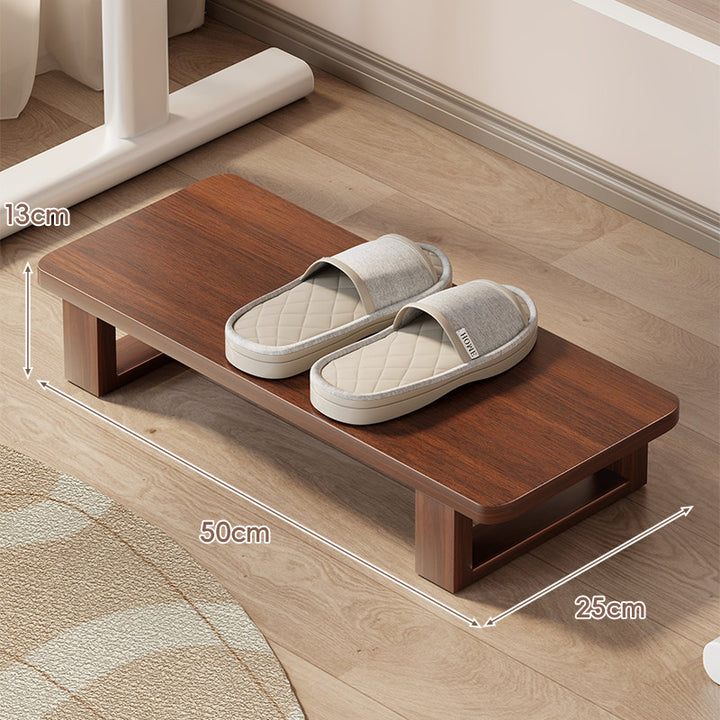 Low Wooden Slipper Platform and Entryway Shoe Shelf Organizer