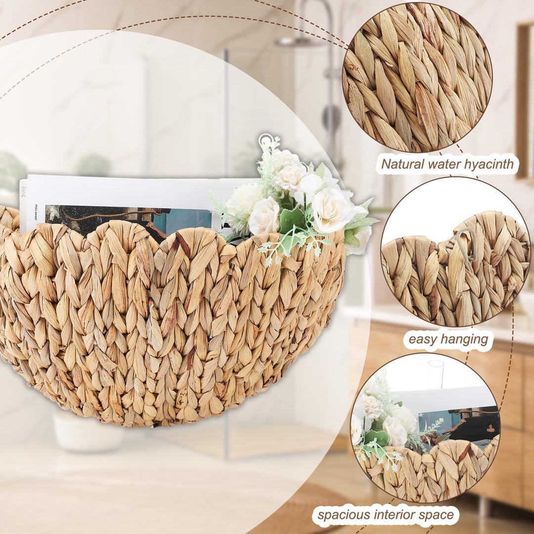 Handwoven decorative basket with wave pattern