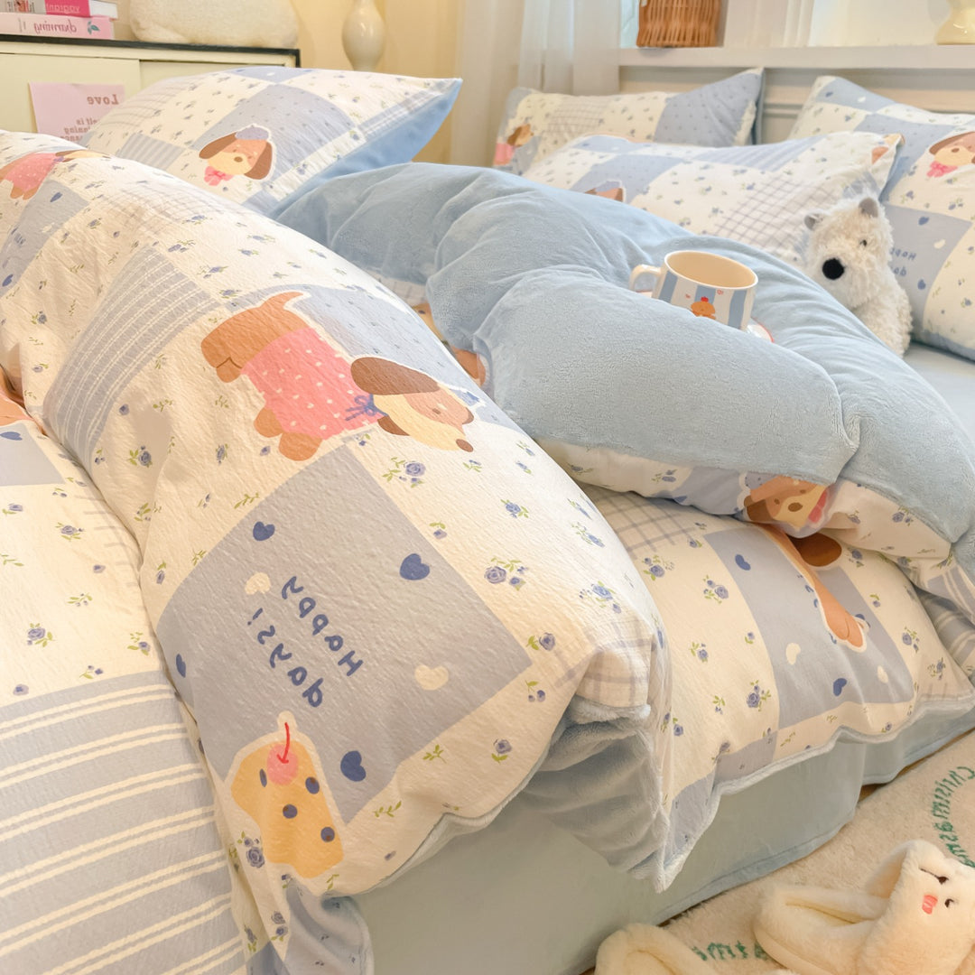 Playful Cartoon Print Duvet Cover Set