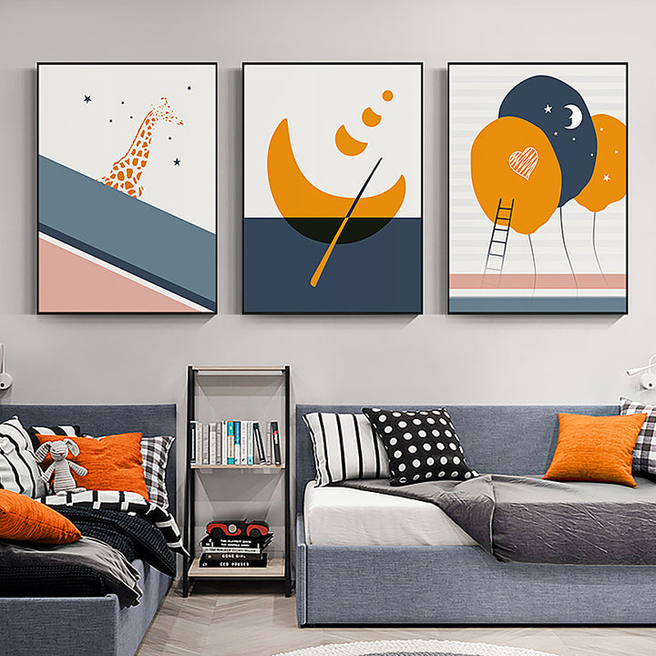 Abstract Giraffe Illustration Framed Art