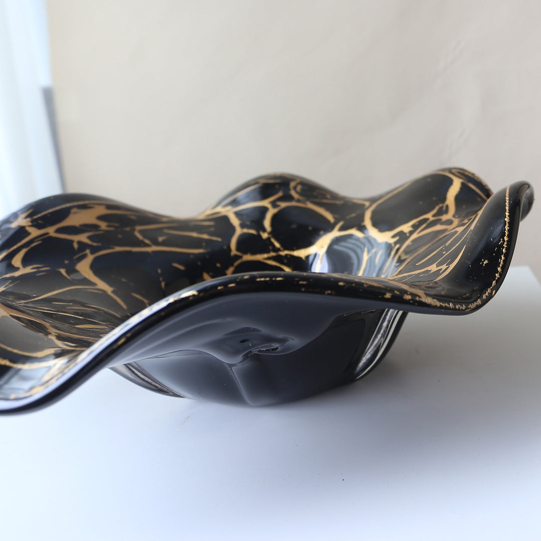 Sculptural Wavy Ruffled-Edge Centerpiece Glass