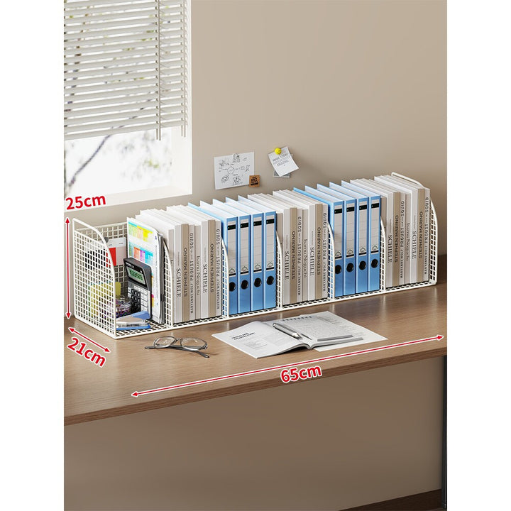 Extra-Wide Modular Metal Desk File Organizer with Adjustable Dividers and Integrated Pen Cup