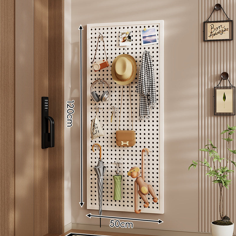 Wall-Mounted Perforated Pegboard Organizer Panel Large Square with Modular Hooks and Accessories