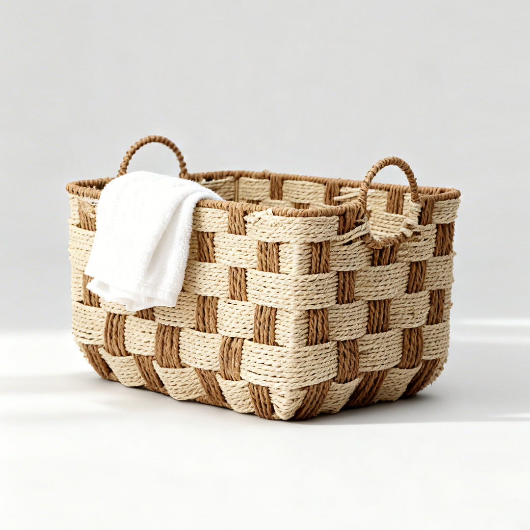 Basket with decorative honeycomb design