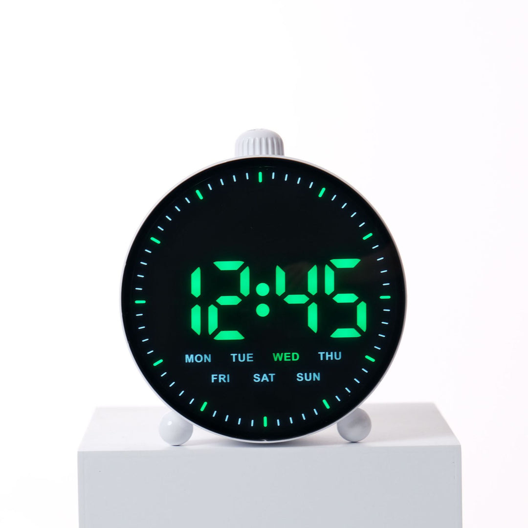 Digital desk clock with LED display and date