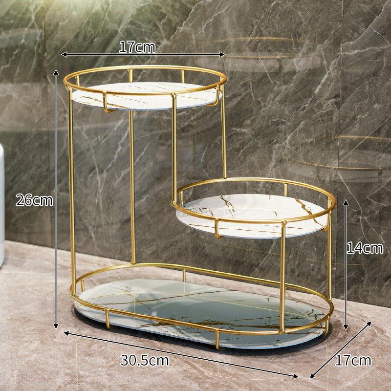 Elegant 2-tier storage basket made of marble