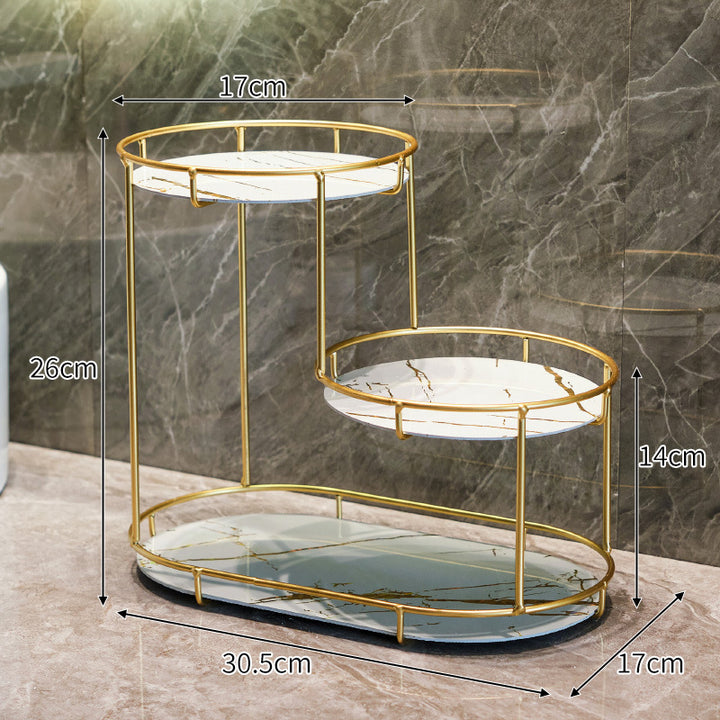 Elegant 2-tier storage basket made of marble
