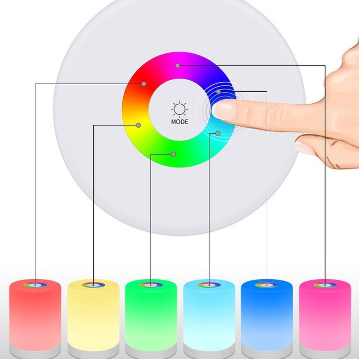 Color-changing smart cylinder table lamp with touch top light night light