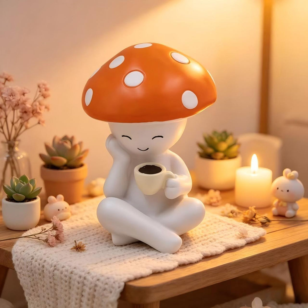 Decorative figure with mushroom hat