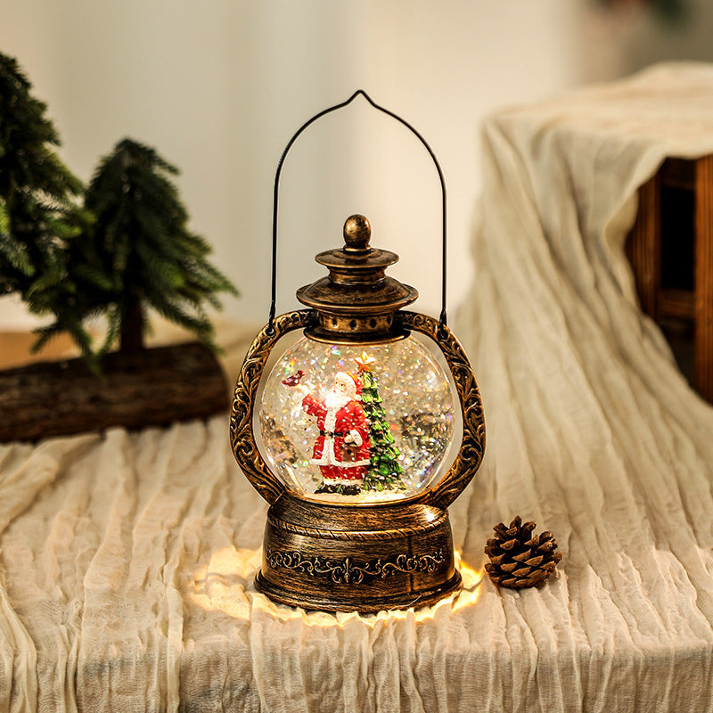 Nostalgic Christmas lantern with snow globe