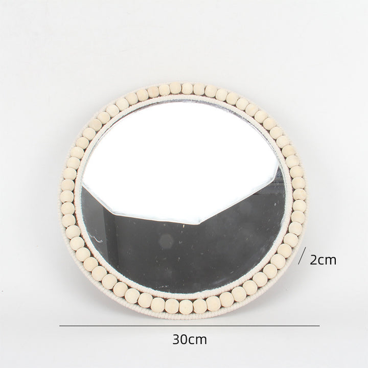 Wall mirror with wicker basket