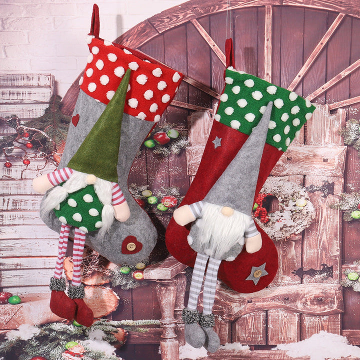 Playful Christmas stocking with gnome motif
