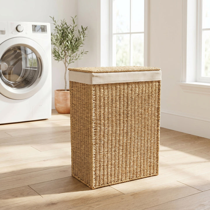 High-quality laundry basket made of natural wicker