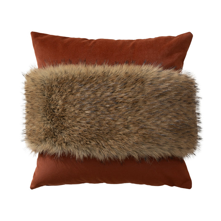 Decorative cushion set with heart-shaped faux fur cushion and two velvety back cushions