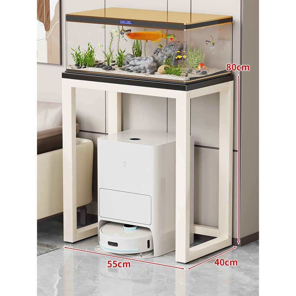 Modern Metal Frame Aquarium Console Table with Integrated LED Hood