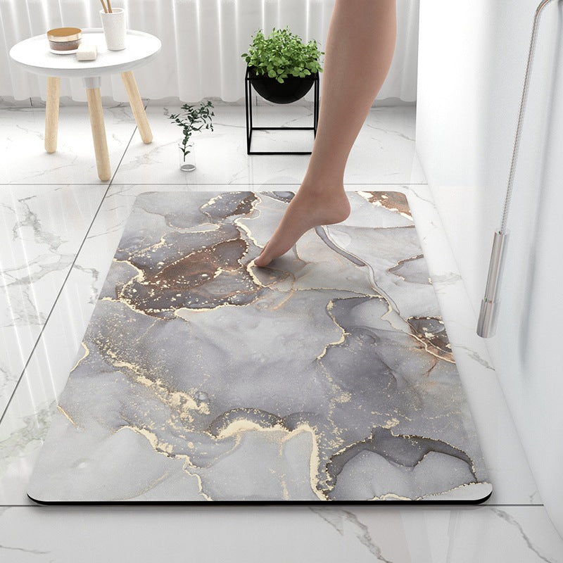 Soft Print Abstract Marble Bath Mat
