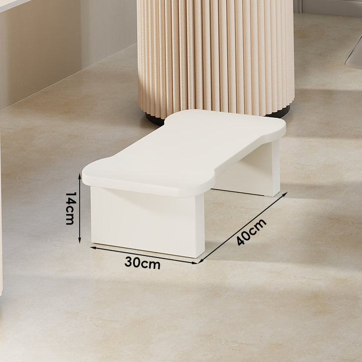 Low Wooden Step Stool with Non-Slip Strips and Curved Ergonomic Top