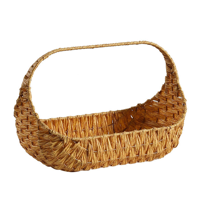 Hand-Woven Decorative Storage Basket With Handles