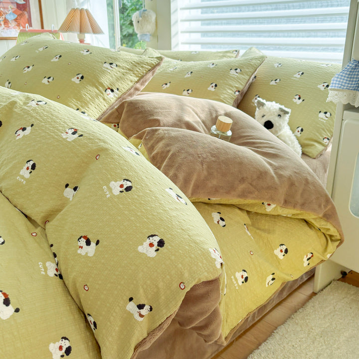 Playful Cartoon Print Duvet Cover Set