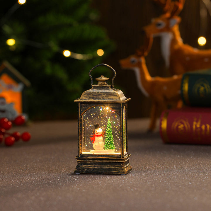 Nostalgic Snowman Lantern with Glitter Effects