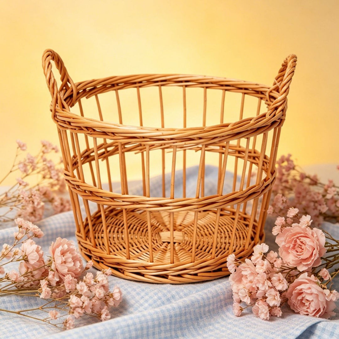 Handcrafted storage basket with weaving