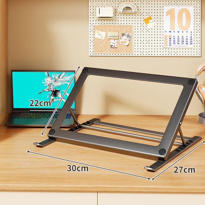 Adjustable Foldable Laptop Riser Stand with Angled Metal Frame and Non-Slip Feet