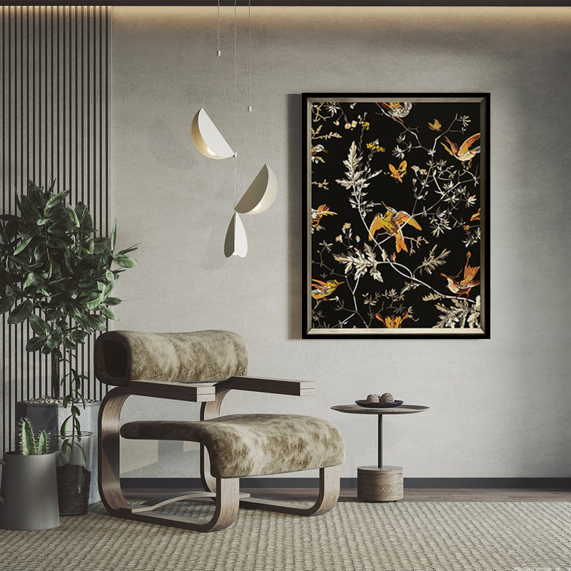 Decorative Framed Bird and Floral Artwork
