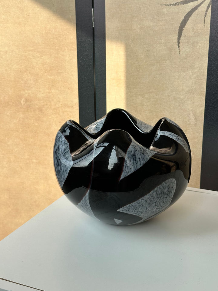 Sculptural Wavy Ruffled-Edge Centerpiece Glass