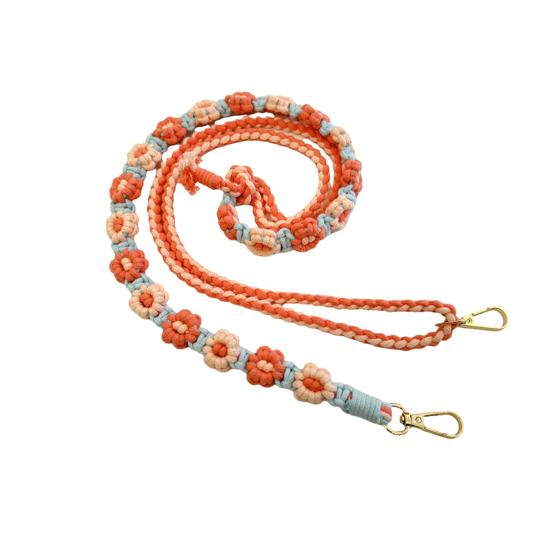 Macrame Pet Leash with Floral Detailing