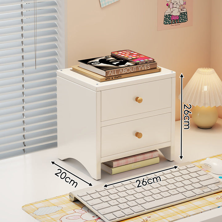 Wooden Monitor Riser with Dual Drawers and Under-Shelf Desktop Organizer