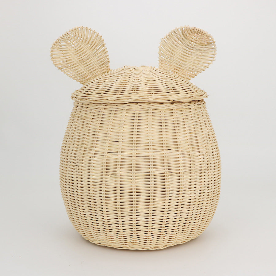 Playful storage basket with animal ears