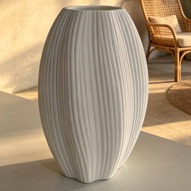 Elegant Vertical Ribbed Decorative Vase