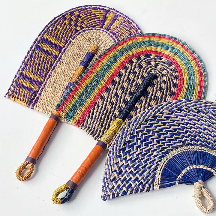 Handcrafted fan made of woven seagrass