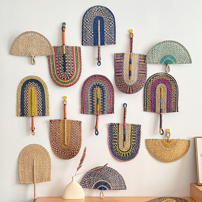 Handcrafted fan made of woven seagrass