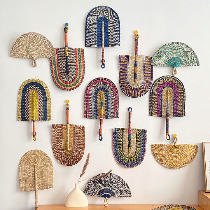 Handcrafted fan made of woven seagrass