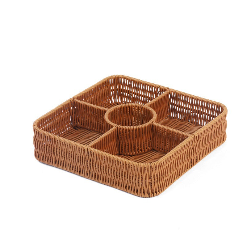 Multi-Compartment Woven Storage Basket
