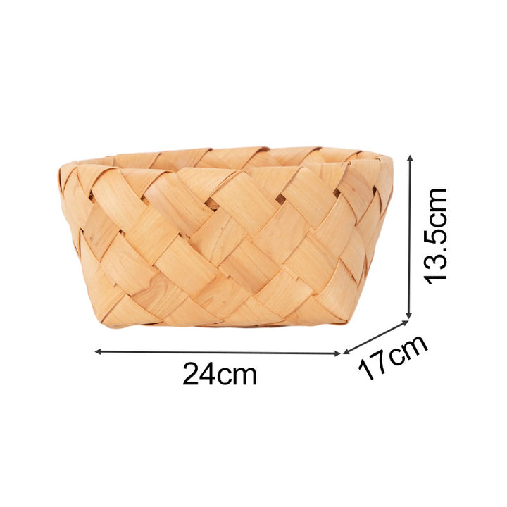 Rectangular storage basket made of woven natural material