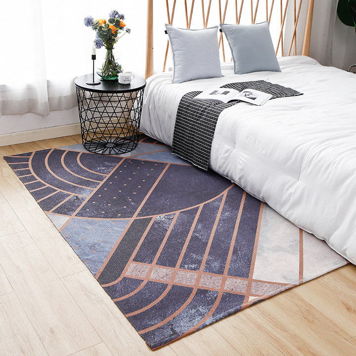 Round Decorative Living Room Carpet with Modern Geometric Pattern