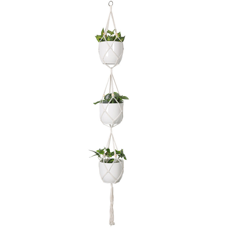 Plant-hanging macrame shelf