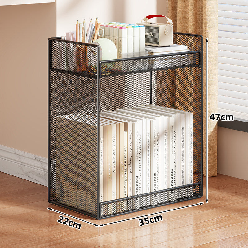 Mesh Desktop Bookshelf Organizer Stacked Wire Storage Rack