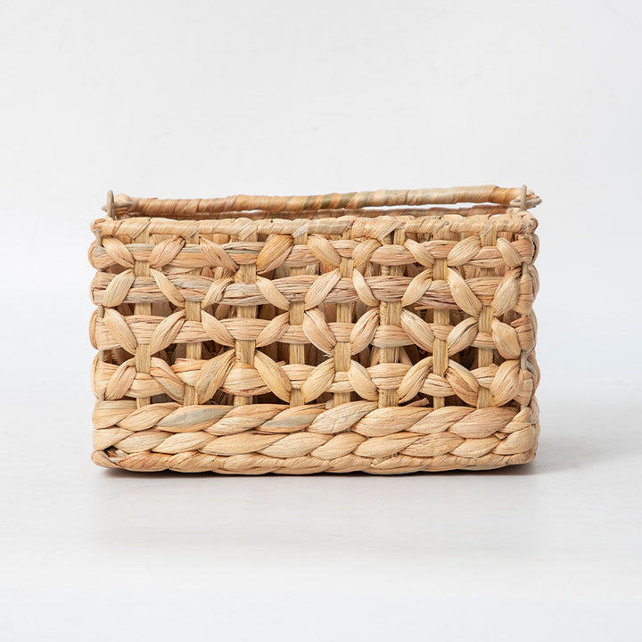 Handcrafted storage basket with embellished structure