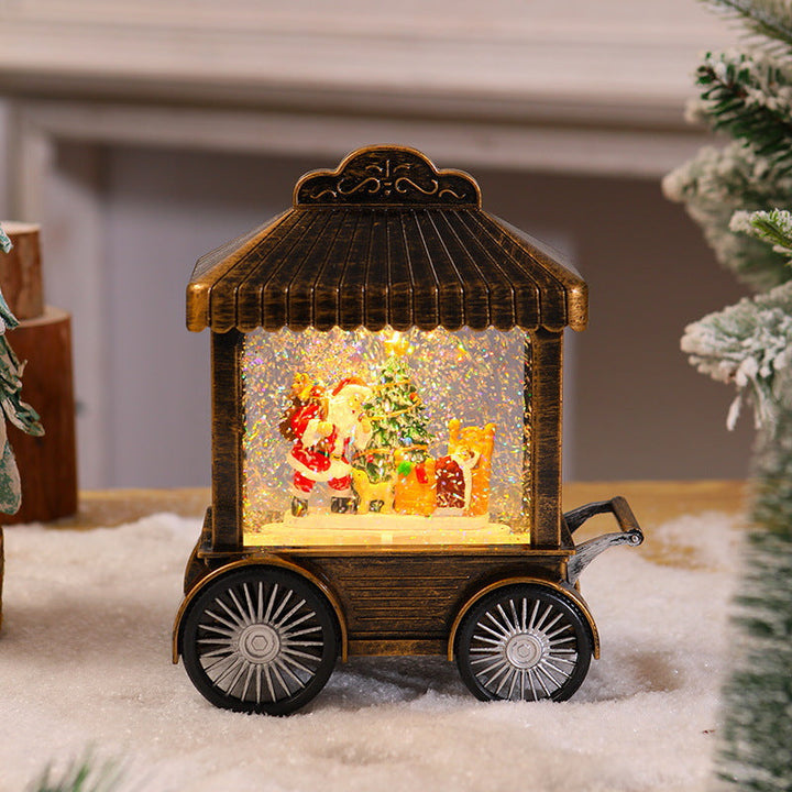 Decorative light lantern with snow globe