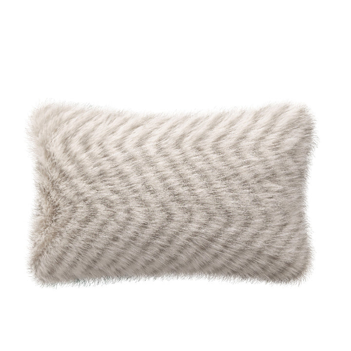 Square decorative cushion made of soft faux fur with inner cushion