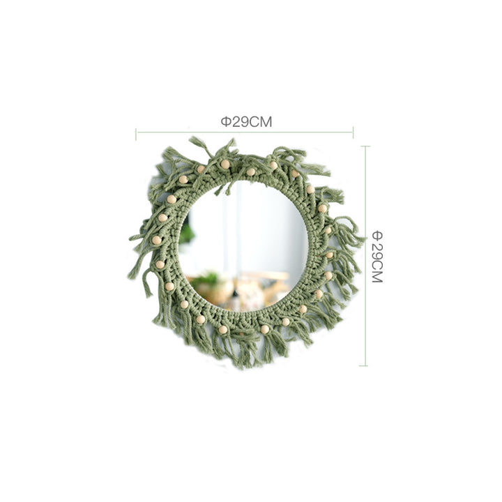 Hand-knotted mirror with macrame border