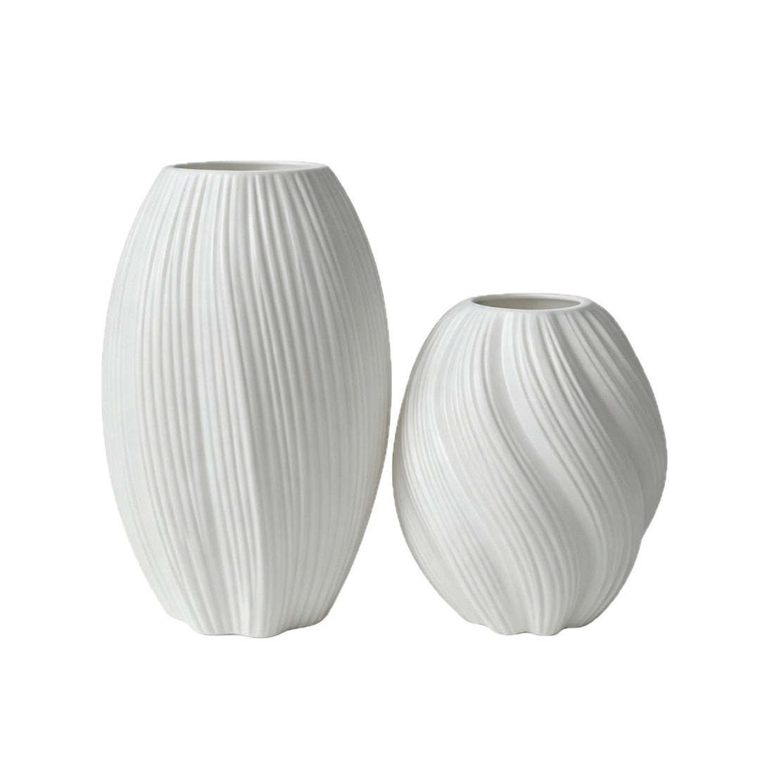 Elegant Vertical Ribbed Decorative Vase