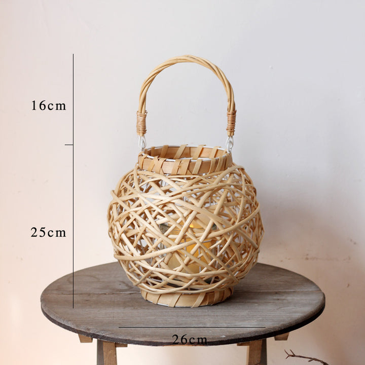 Decorative lantern made of woven natural material
