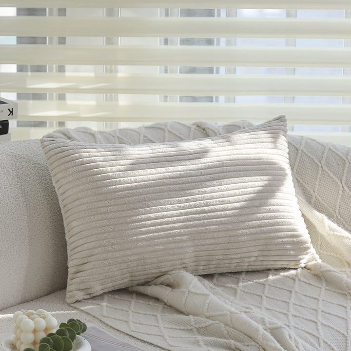 Rectangular velvet cushion cover with fine cord structure and concealed zipper