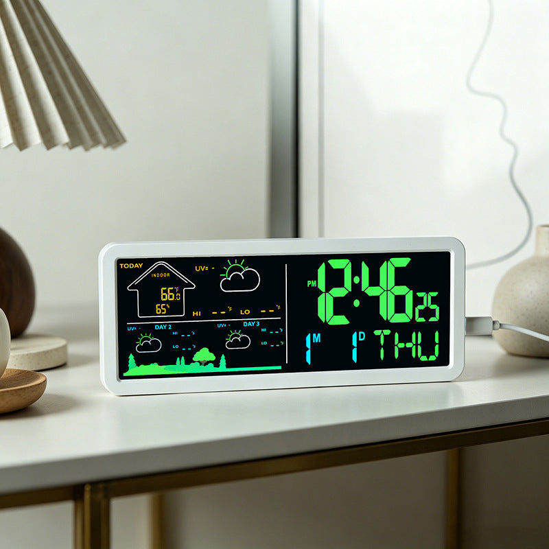 Digital weather and alarm clock with hygrometer