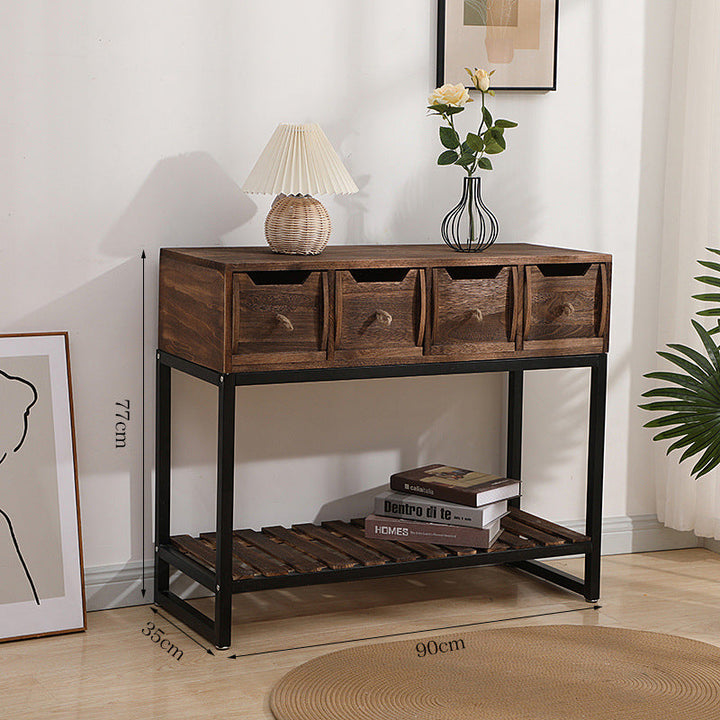 Rustic Wooden Console Table with Storage