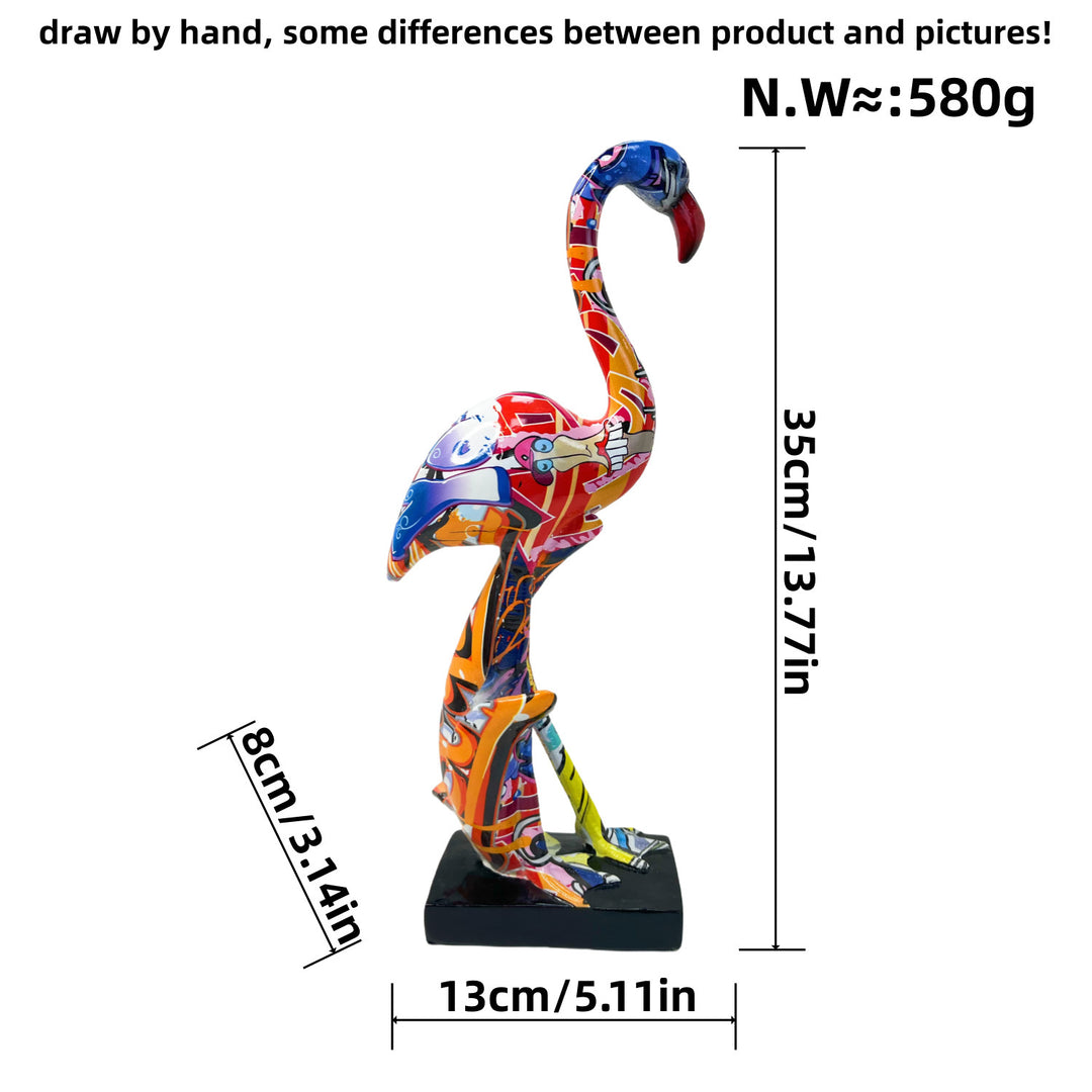 Artistically designed flamingo sculpture